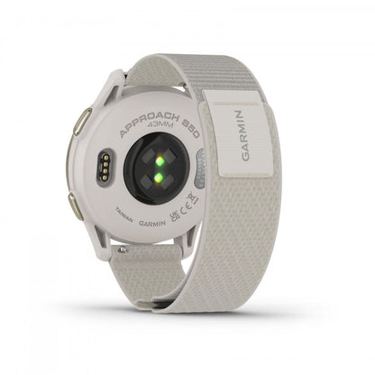Garmin Approach S50 Amoled Montre Intelligente de Golf - Gps, 43 000 Parcours Préchargés | Aluminium Crème Or Bez