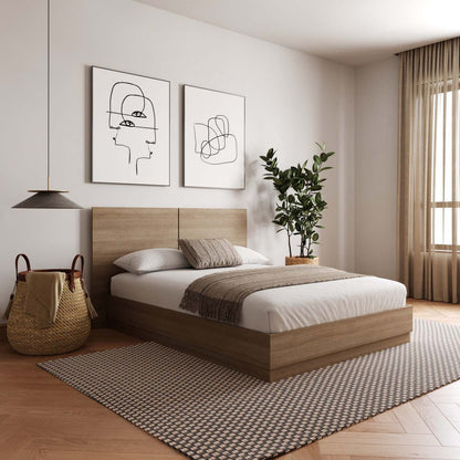 Nordika Milano Lit Plateforme Double - Chêne Brun|Lit double plateforme Milano Nordika - chêne brun