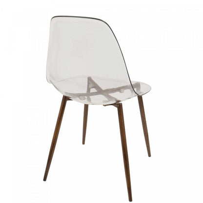 LumiSource Clara Walnut Clear Mid-Century Modern Dining Accent Chair - Set of 2|Chaise d’appoint de salle à manger moderne du milieu du 20e siècle Clara transparente et noyer - ensemble de 2
