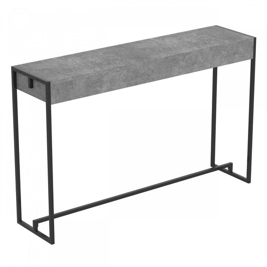 Table console 47" - Ciment foncé avec base en métal noir | Console de 47 po - ciment foncé avec base en métal noir