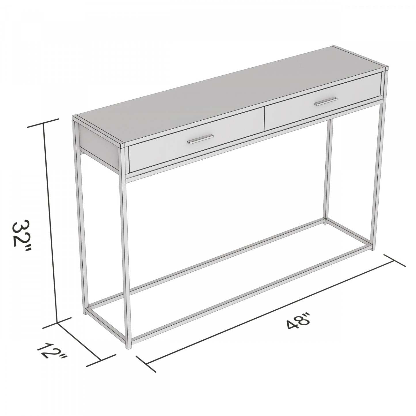 Table console moderne de 48" avec 2 tiroirs - Bois de récupération marron avec métal noir | Console moderne de 48 po avec 2 tiroirs - bois recyclé brun avec métal noir