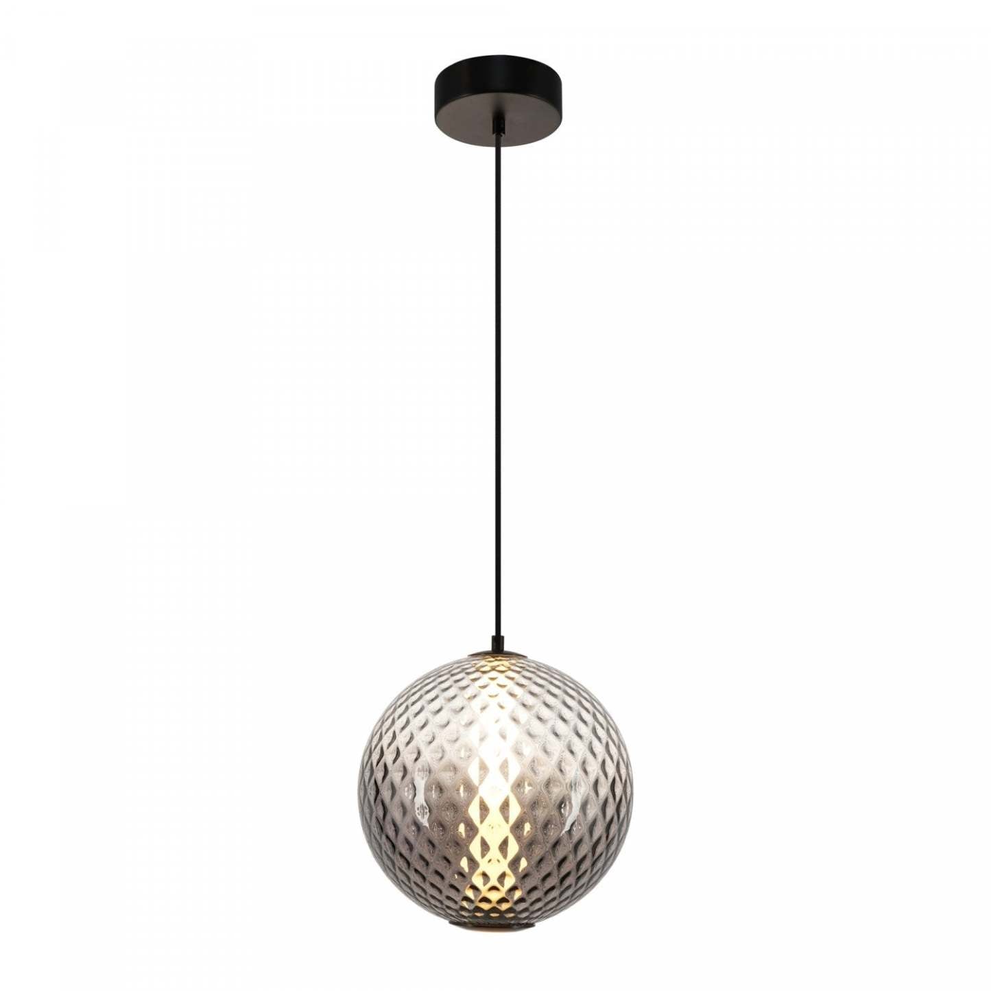 Suspension LED intégrée Celeste 12, fumée avec lampe en verrerie diamant | Suspension A Del Integrees Celeste De 12 po, Fume Avec Verre Diamante