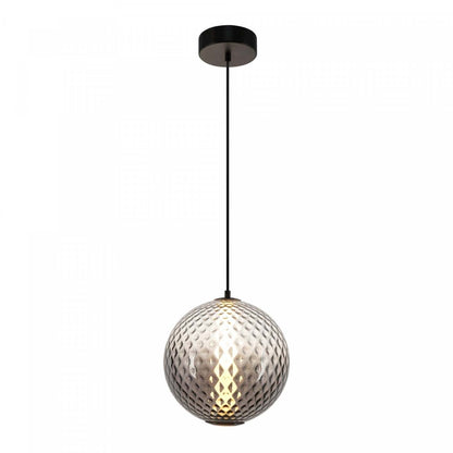 Suspension LED intégrée Celeste 12, fumée avec lampe en verrerie diamant | Suspension A Del Integrees Celeste De 12 po, Fume Avec Verre Diamante