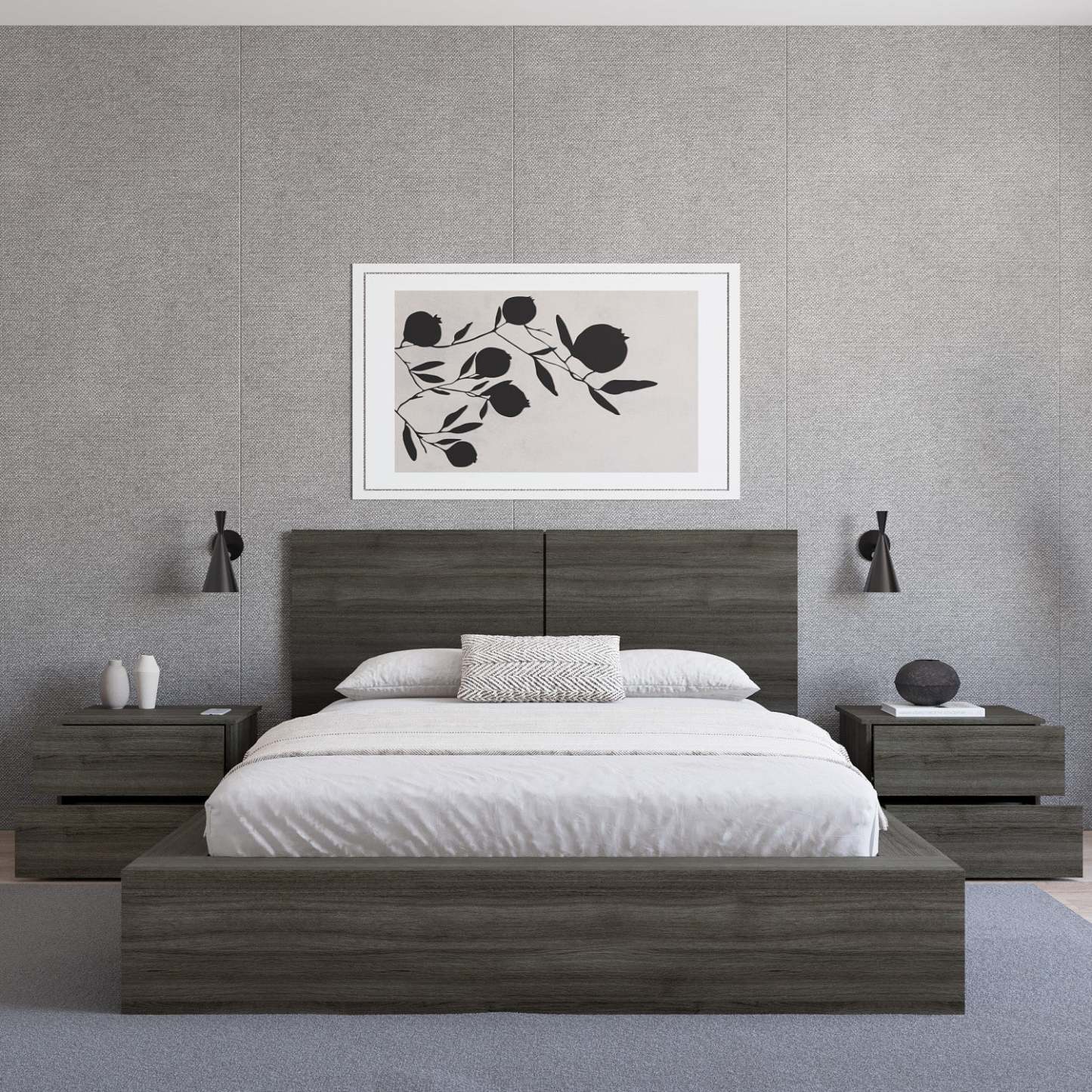 Nordika James Nightstand with 2-Drawers - Grey Oak|Table de nuit James Nordika à 2 tiroirs - chêne gris