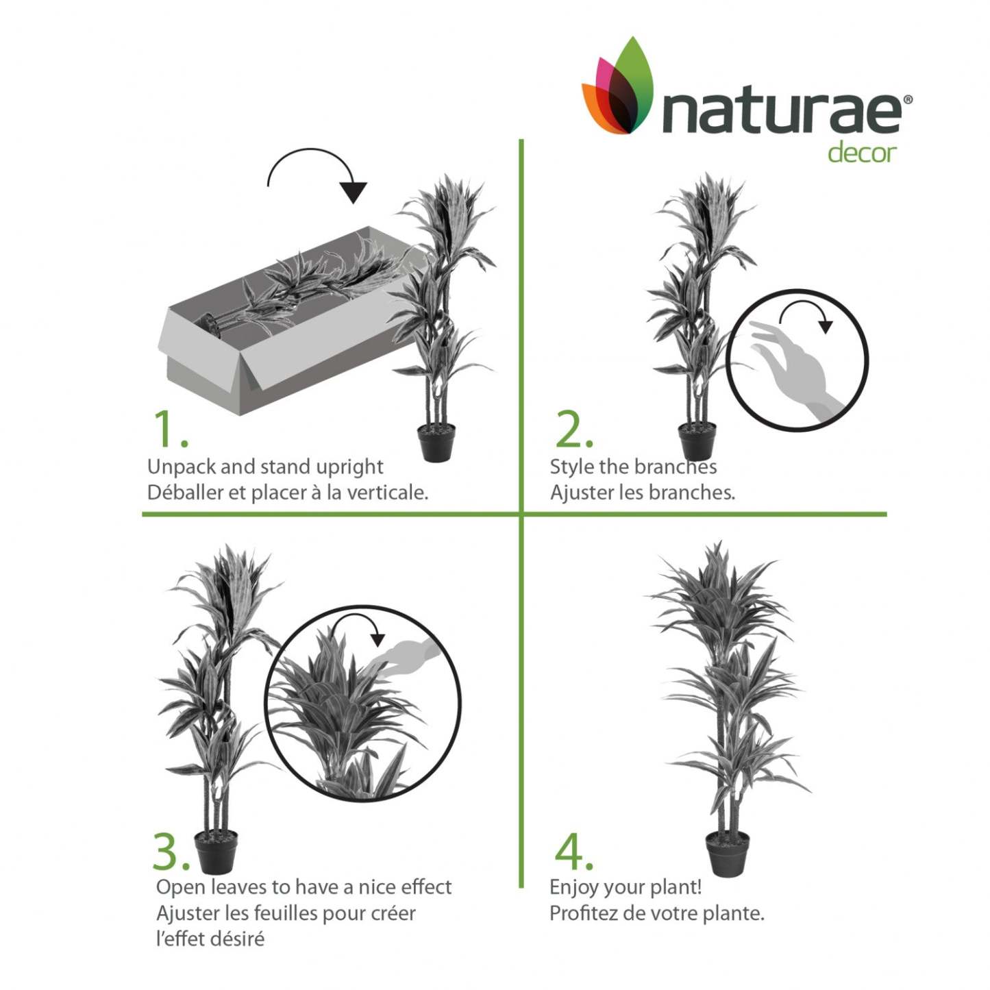 Artificiel 47 Dracaena en pot noir | Dracaena artificiel de 47 po en pot noir | D10HOW1K