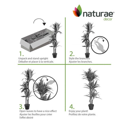 Artificiel 47 Dracaena en pot noir | Dracaena artificiel de 47 po en pot noir | D10HOW1K