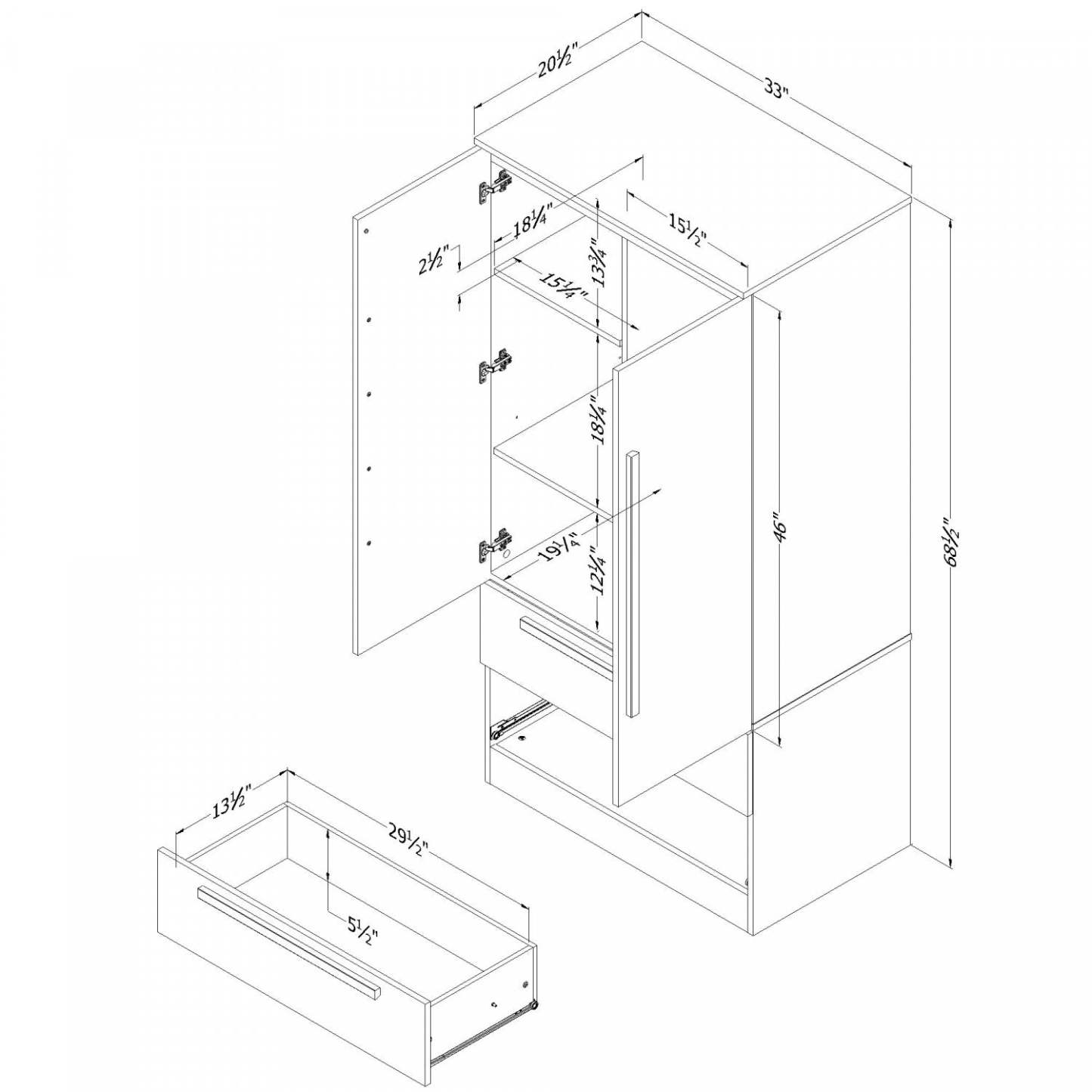Armoire-penderie Acapella avec portes et tiroirs - Blanc pur | Acapella Armoire Penderie Avec Portes Et Tiroir - Blanc Solide