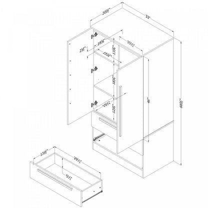 Armoire-penderie Acapella avec portes et tiroirs - Blanc pur | Acapella Armoire Penderie Avec Portes Et Tiroir - Blanc Solide