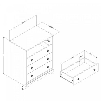 Commode commode à 4 tiroirs Angel - Blanc pur | Commode Angel 4 Tiroirs - Blanc Solide
