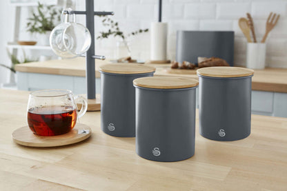 Salton Swan Nordic Grey Canisters - Set of 3|Boîtes grises Swan de style nordique - ensemble de 3