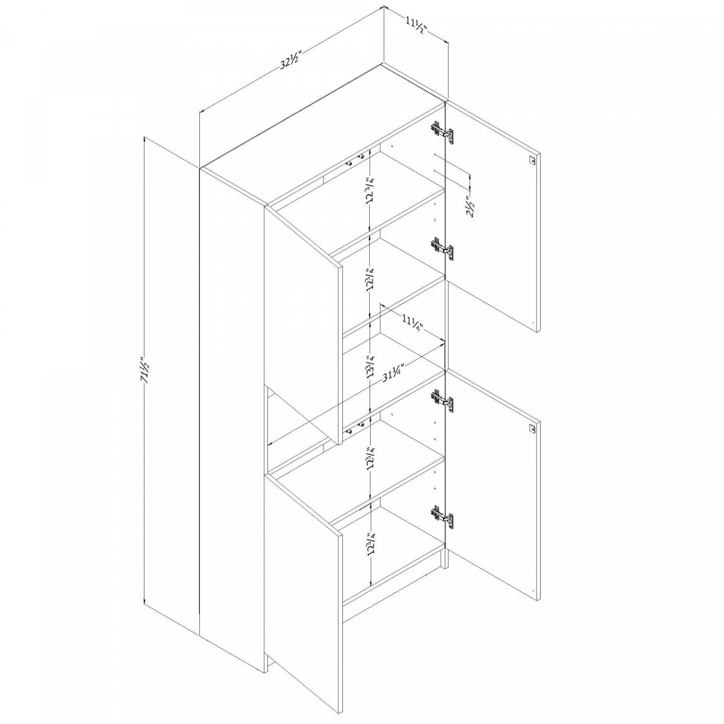Liora 4-door Bookcase With Open Storage - Pure White | Liora Bibliotheque 4 Portes Et Rangement Ouvert - Blanc Solide
