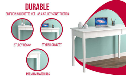 Bureau d'ordinateur 47" avec 1 tiroir - Blanc | Bureau d'ordinateur de 47 po avec 1 tiroir - blanc