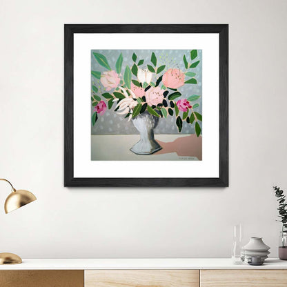 Spring Florals 1 Matted and Framed Black 36x36 Wall Art|Œuvre d'art murale encadrée noire et mate « Spring Florals 1 » 36 x 36
