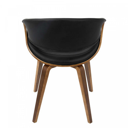 LumiSource Symphony Faux Leather Mid-Century Modern Dining Accent Chair - Walnut/Black|Chaise d'appoint de salle à manger moderne du milieu du 20e siècle Symphony en similicuir - noyer et noir