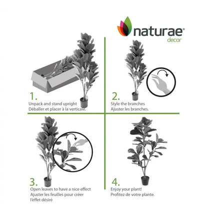 Feuille de violon artificielle 47 pour l'intérieur et l'extérieur dans un pot noir | Ficus lyrata artificiel de 47 po pour l'intérieur et l'extérieur en pot noir | D10H6LHH