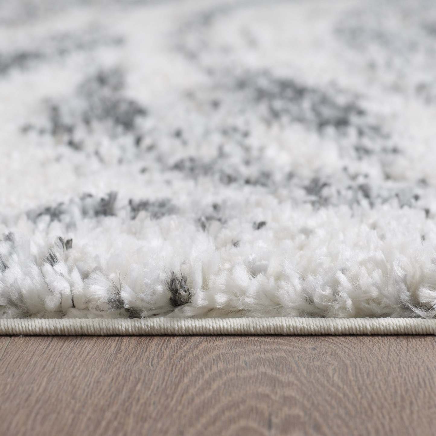 Carpette à poil long Paris crème à motif de coups de pinceau - 6 pi 7 po x 9 pi 6 po