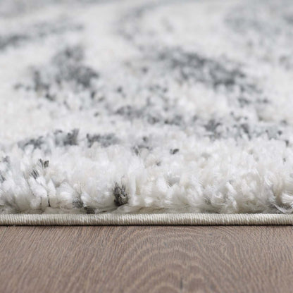 Carpette à poil long Paris crème à motif de coups de pinceau - 6 pi 7 po x 9 pi 6 po