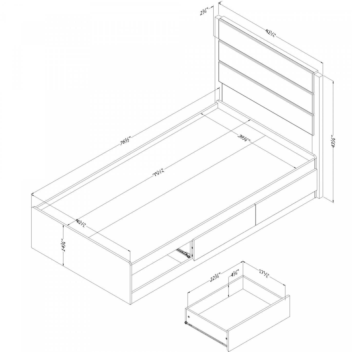 Ensemble lit Arlen Matelot avec 3 tiroirs et tête de lit - Chêne vieilli | Arlen Ensemble lit Matelot 3 Tiroirs et Tête de lit - Chêne vieilli