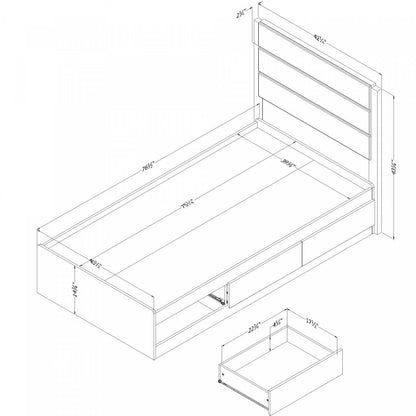 Ensemble lit Arlen Matelot avec 3 tiroirs et tête de lit - Chêne vieilli | Arlen Ensemble lit Matelot 3 Tiroirs et Tête de lit - Chêne vieilli