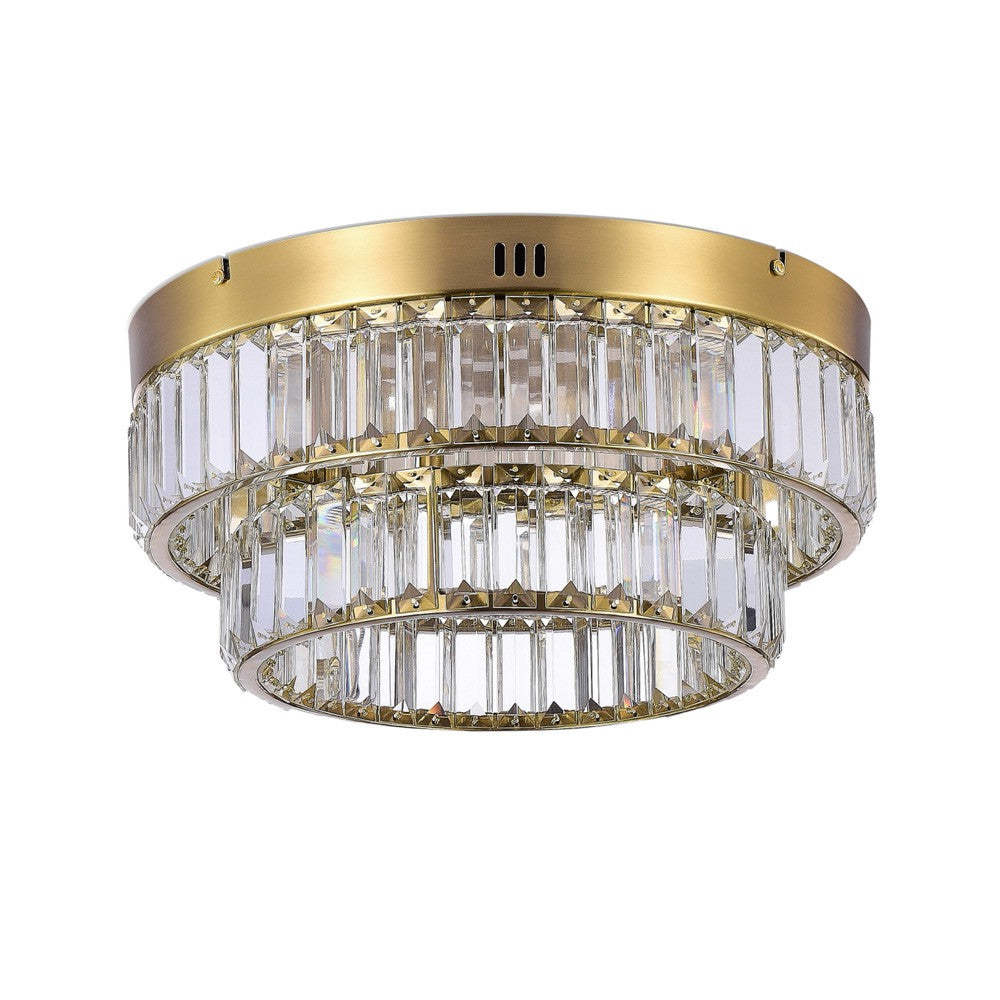 Stella Two-Tier LED Brushed Brass Flush Mount|Plafonnier affleuré à 2 niveaux Stella laiton brossé à DEL|D06HSUFS
