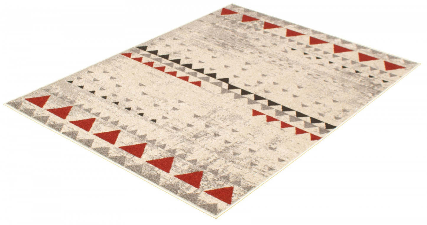 Tapis Raja ivoire-rouge - 5'3 x 7'3|Carpette Raja ivoire-rouge - 5 pi 3 po x 7 pi 3 po| D2BATPO4
