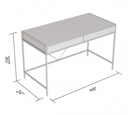 Bureau d'ordinateur de 49 po avec 2 tiroirs - bois gris avec métal noir