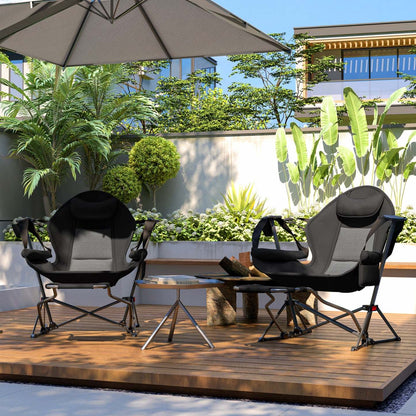 Ensemble de 2 chaises de camping et hamac Outsunny avec dossier réglable, porte-gobelet