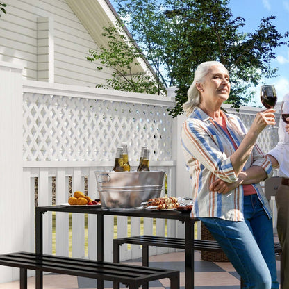 Outsunny Ensemble de table de pique-nique d'extérieur de 3 pièces avec 2 bancs, noir