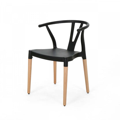 Lot De 2 Chaises De Salle À Manger Chasel Avec Assise En Polypropylène Et Pieds En Bois Massif - Noir