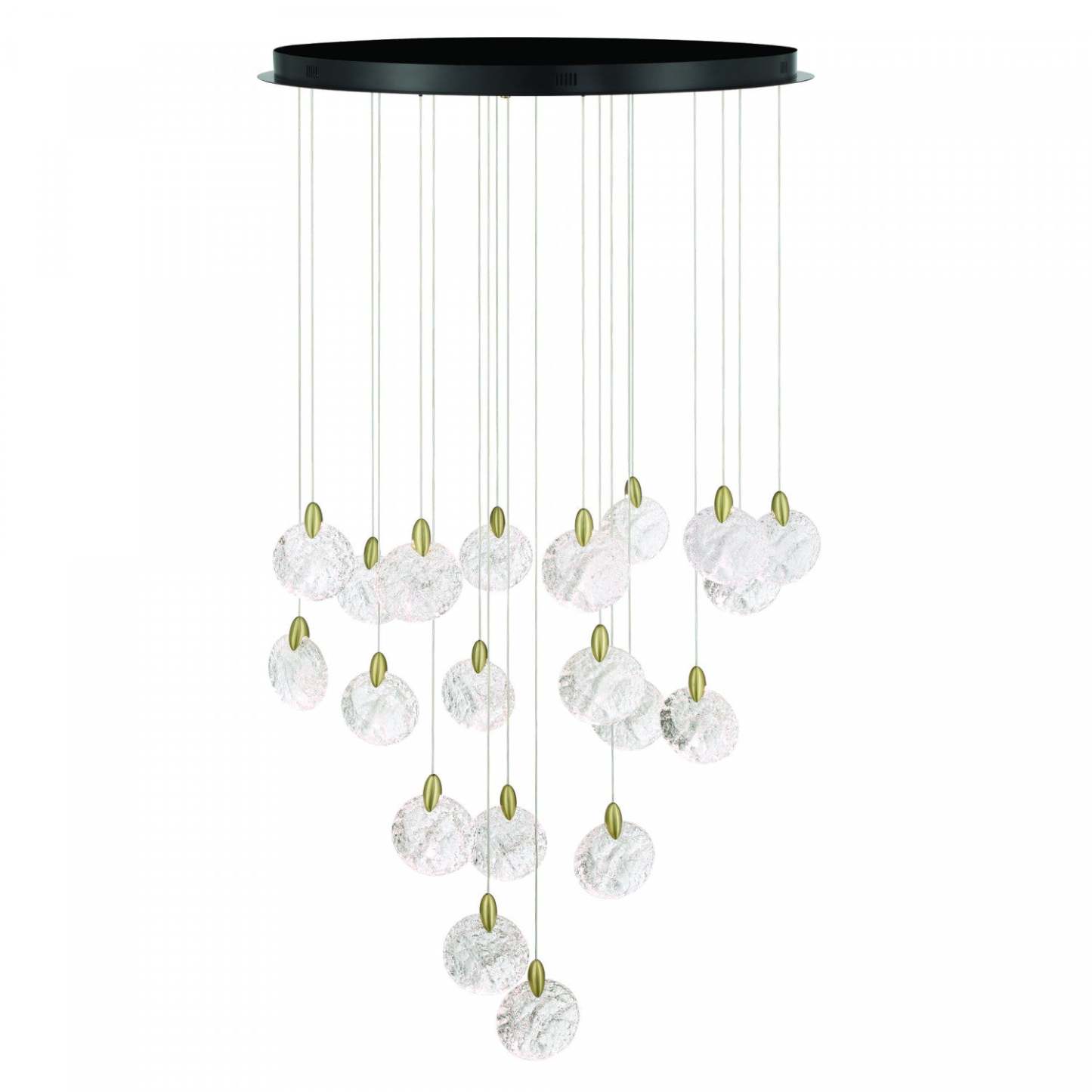 Lustre A 20 lampes A Del Integrees Snowflake, Laiton Satine