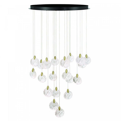 Lustre A 20 lampes A Del Integrees Snowflake, Laiton Satine
