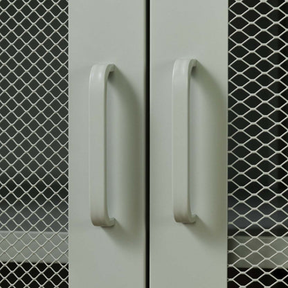 Armoire d'appoint à 2 portes en treillis métallique Crea - Vert sauge | Crea Meuble de rangement avec portes grillagées en métal - Vert sauge | D83GUNPE