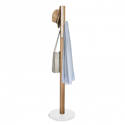 Umbra Modern Wood Flapper Coat Rack - Blanc et Naturel|Portemanteau moderne Flapper de Umbra en bois - blanc et naturel