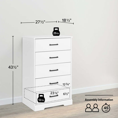 Prepac Rustic Ridge 27.5 5-Drawer Chest - White|Commode verticale Rustic Ridge de Prepac de 27,5 po à 5 tiroirs - blanche