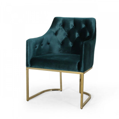 Fauteuil Club Ergonomique Jasmine Avec Revêtement En Velours - Couleur Sarcelle