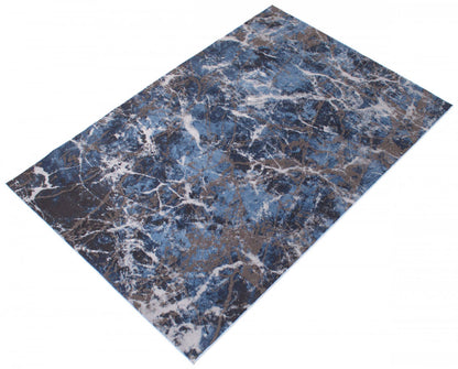 Tapis effet marbre bleu - 244 x 305 cm | Tapis Marble bleue - 244 x 305 cm | D86FGXY3