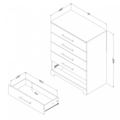 Commode Primo 5 tiroirs - Chêne noir|Commode verticale Primo à 5 tiroirs - chêne noir