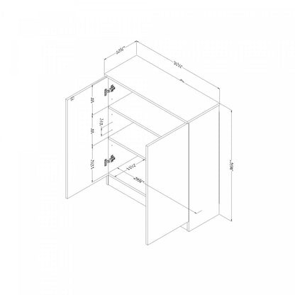 Armoire d'appoint à 2 portes Arum - Chêne blanchi | Armoire décorative Arum à 2 portes - chêne blanc