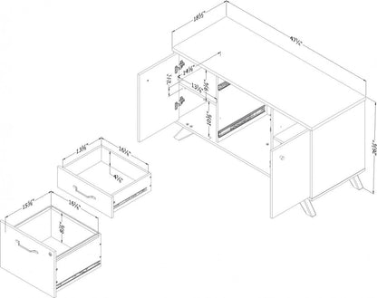 Crédence Helsy à 2 tiroirs avec portes - Noyer naturel | Helsy Credence 2 Tiroirs Avec Portes - Noyer Naturel