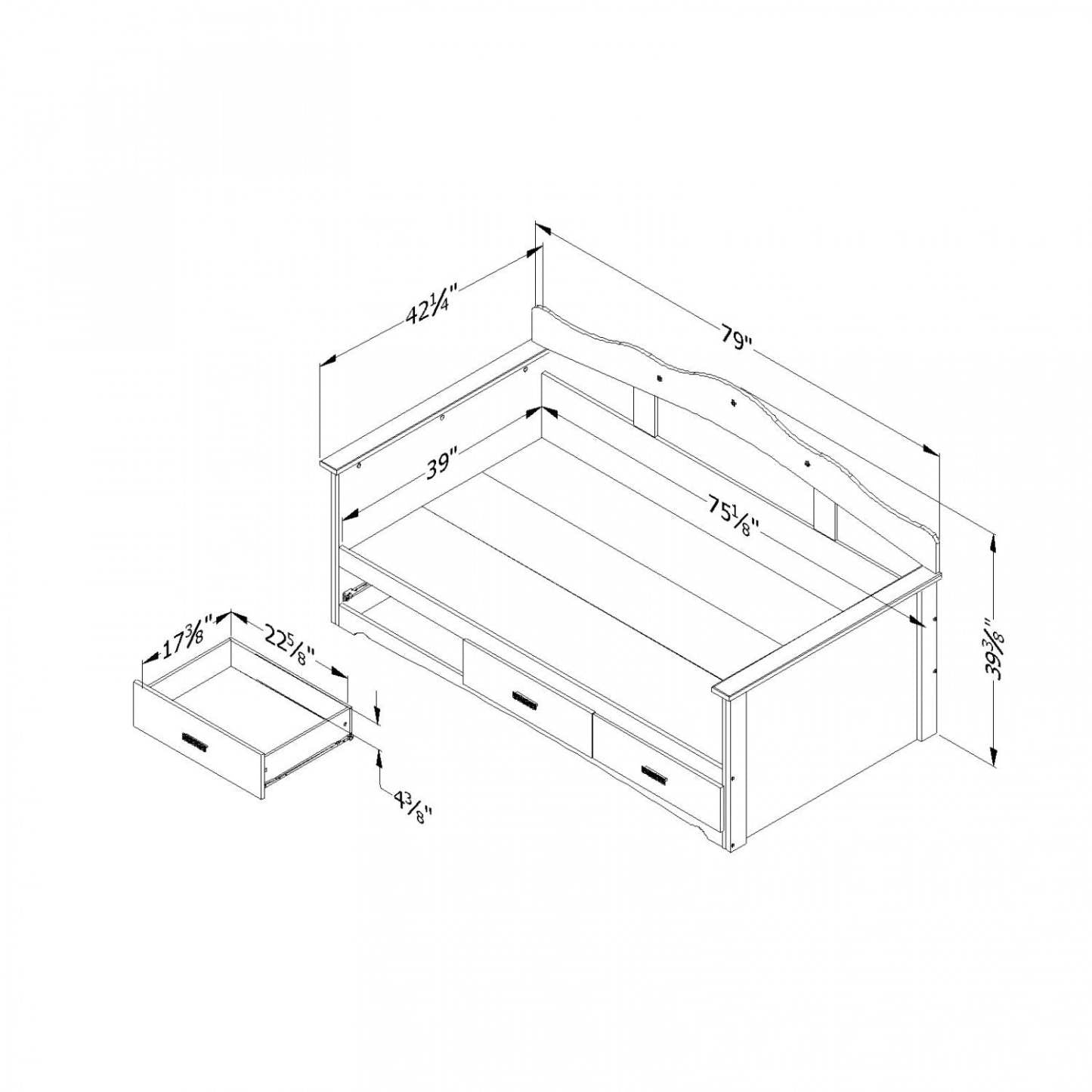 Lit de repos Tiara avec rangement - Blanc pur | Tiara Lit Divan Avec Rangement - Blanc Solide