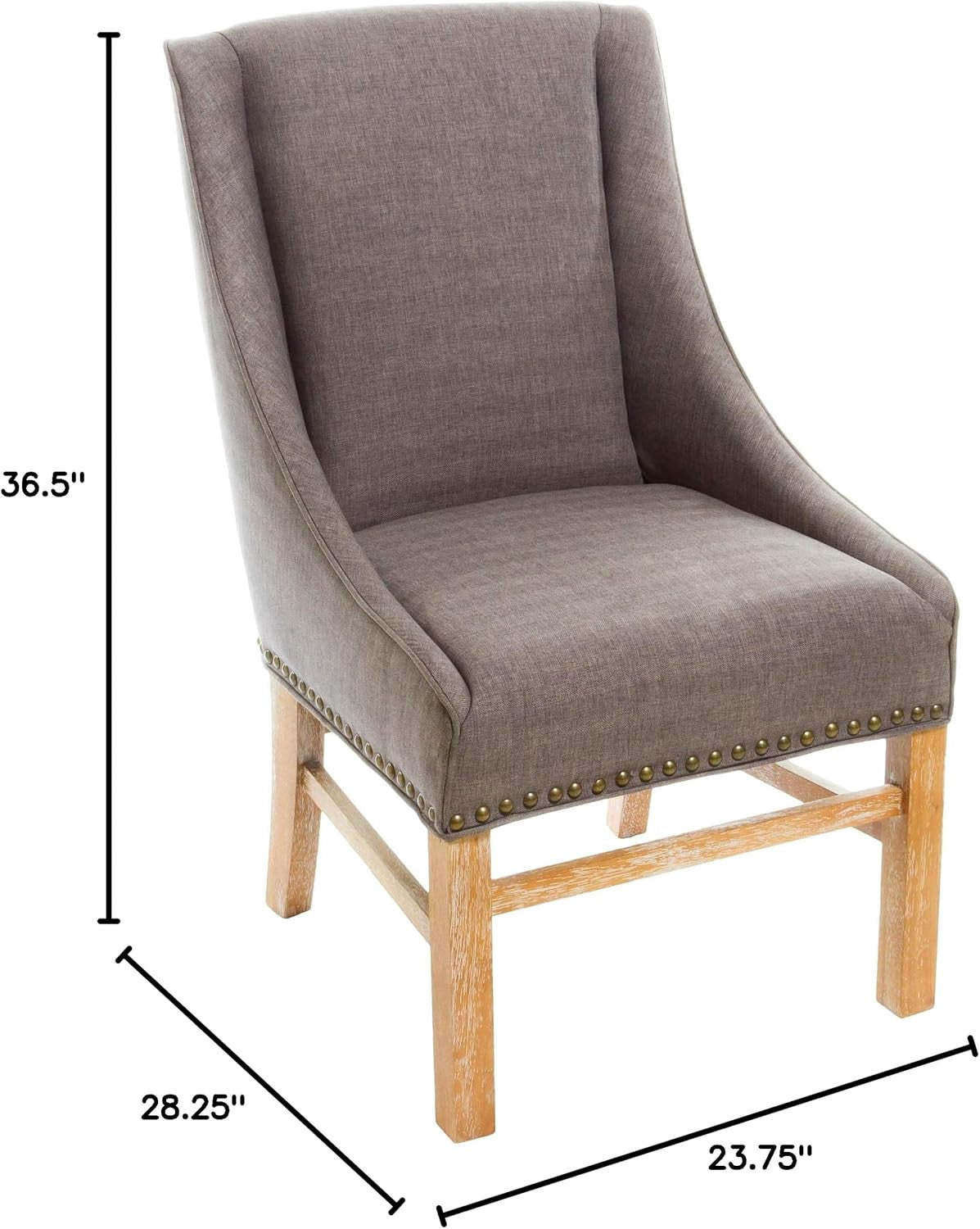 Chaise De Salle À Manger Lance En Tissu Tapisse Avec Clous Décoratifs - Brun, Gris