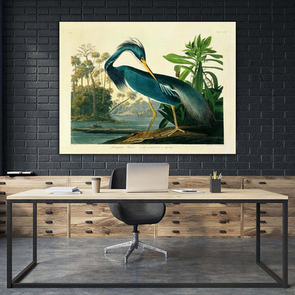 Œuvre d'art murale géante « Louisiana Heron Plate 217 » 72 x 54