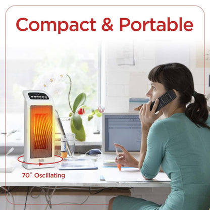 Tour chauffante oscillante en céramique Black+Decker 18,7 avec télécommande | Radiateur tour oscillant Black+Decker de 18,7 po avec éléments en céramique et télécommande