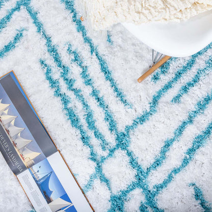 Tapis Ker Turquoise Lines 5x8 | Tapis Ker turquoise à rayures 5 x 8 | D80G75SF