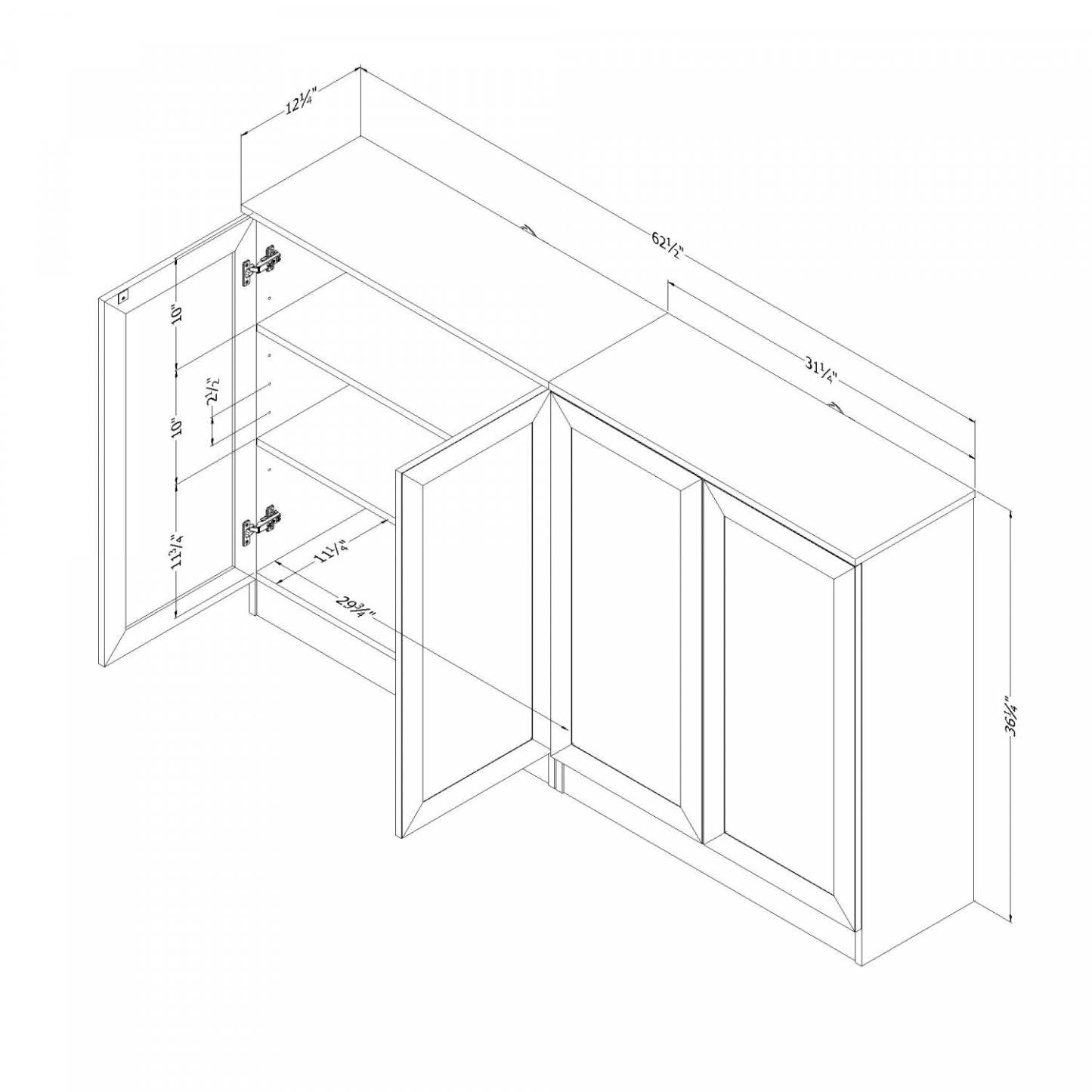 Ensemble de 2 buffets Arum avec étagères en chêne blanchi - Buffet South Shore