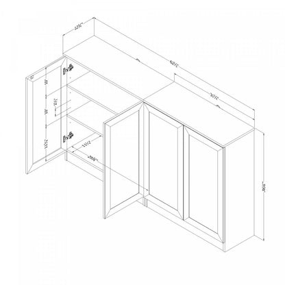 Ensemble de 2 buffets Arum avec étagères en chêne blanchi - Buffet South Shore