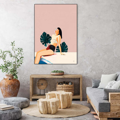 Œuvre d'art murale sur toile encadrée noire « Dimanche » 24 x 32