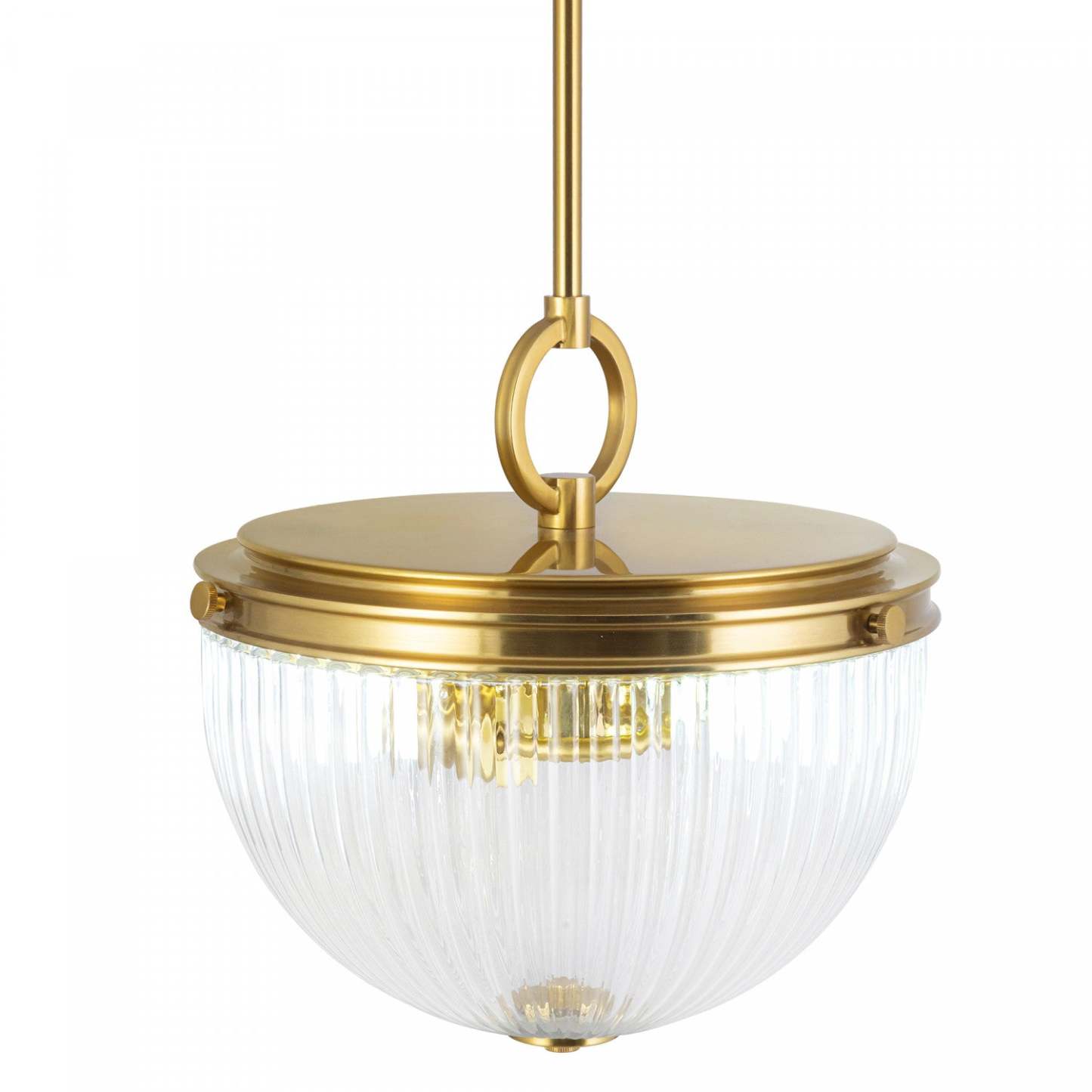 Suspension Myla à 2 lumières, laiton vintage avec lampe en verre nervuré | Suspension A 2 lampes Myla, Laiton Retro Et Verre Nervure
