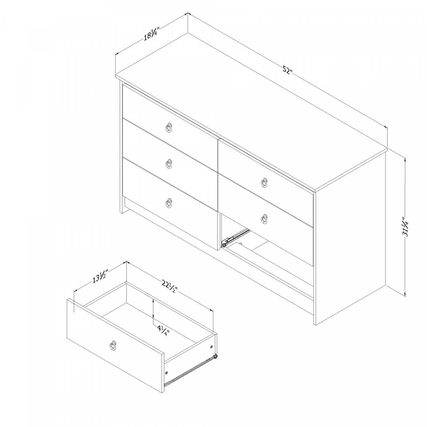 Commode Plenny 6 tiroirs - Blanc Beige|Commode Plenny à 6 tiroirs - blanche et beige