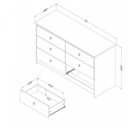 Commode Plenny 6 tiroirs - Blanc Beige|Commode Plenny à 6 tiroirs - blanche et beige
